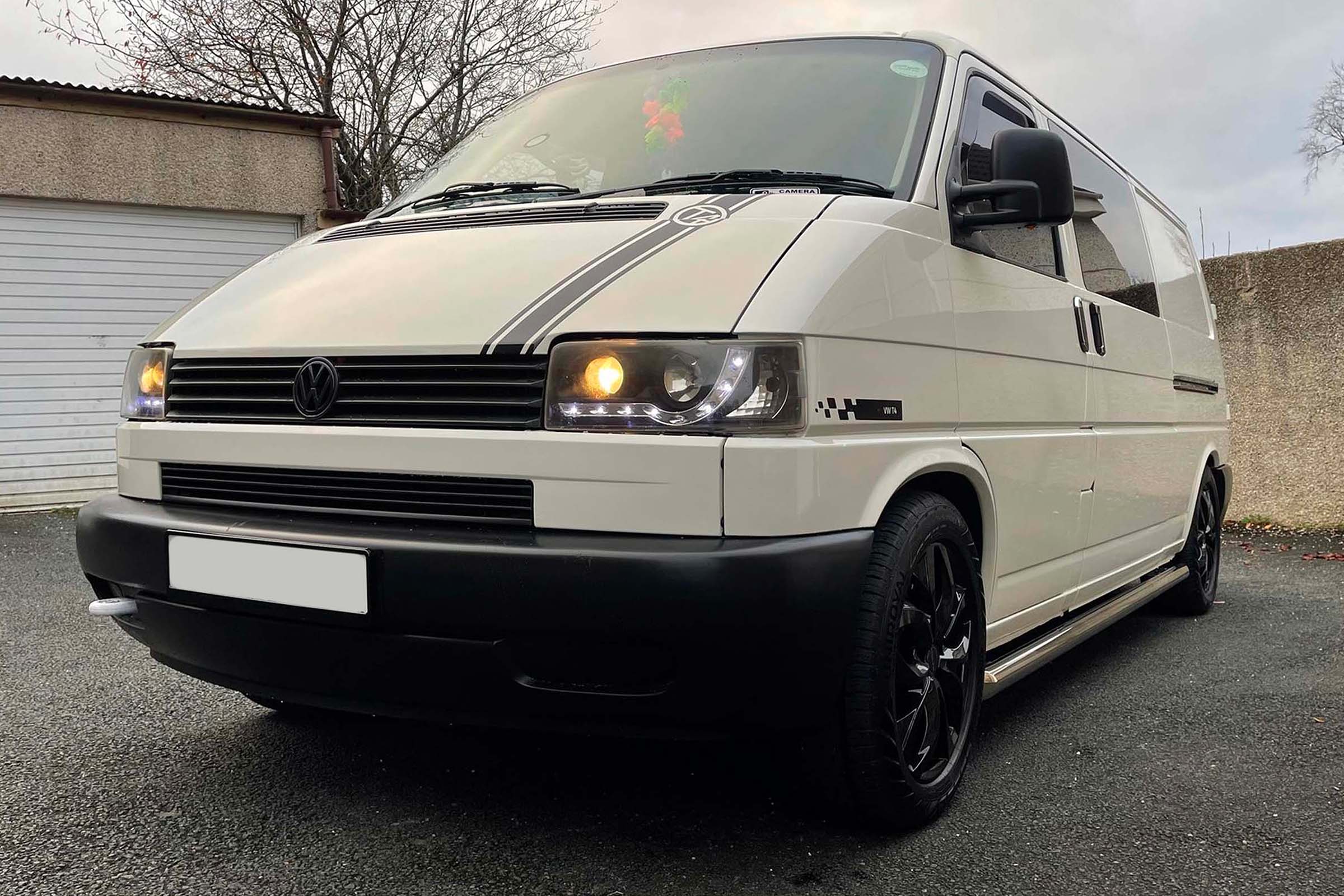 VW T4 Black LED DRL Headlamps w/Normal Indicator Vee Dub