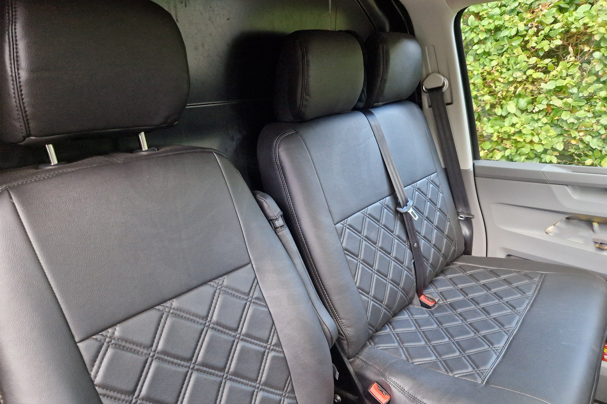 VW T6/T6.1 Diamond Stitch Seat Covers - Black - Image 2