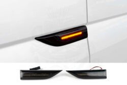 Alternative view of VW T6 Dynamic Gloss Black Dark Smoked LED Side Repeaters x 2