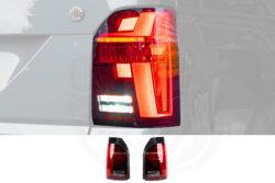 Alternative view of VW T6 Red & Clear LED Rear Lights With Dynamic Indicator - Tailgate