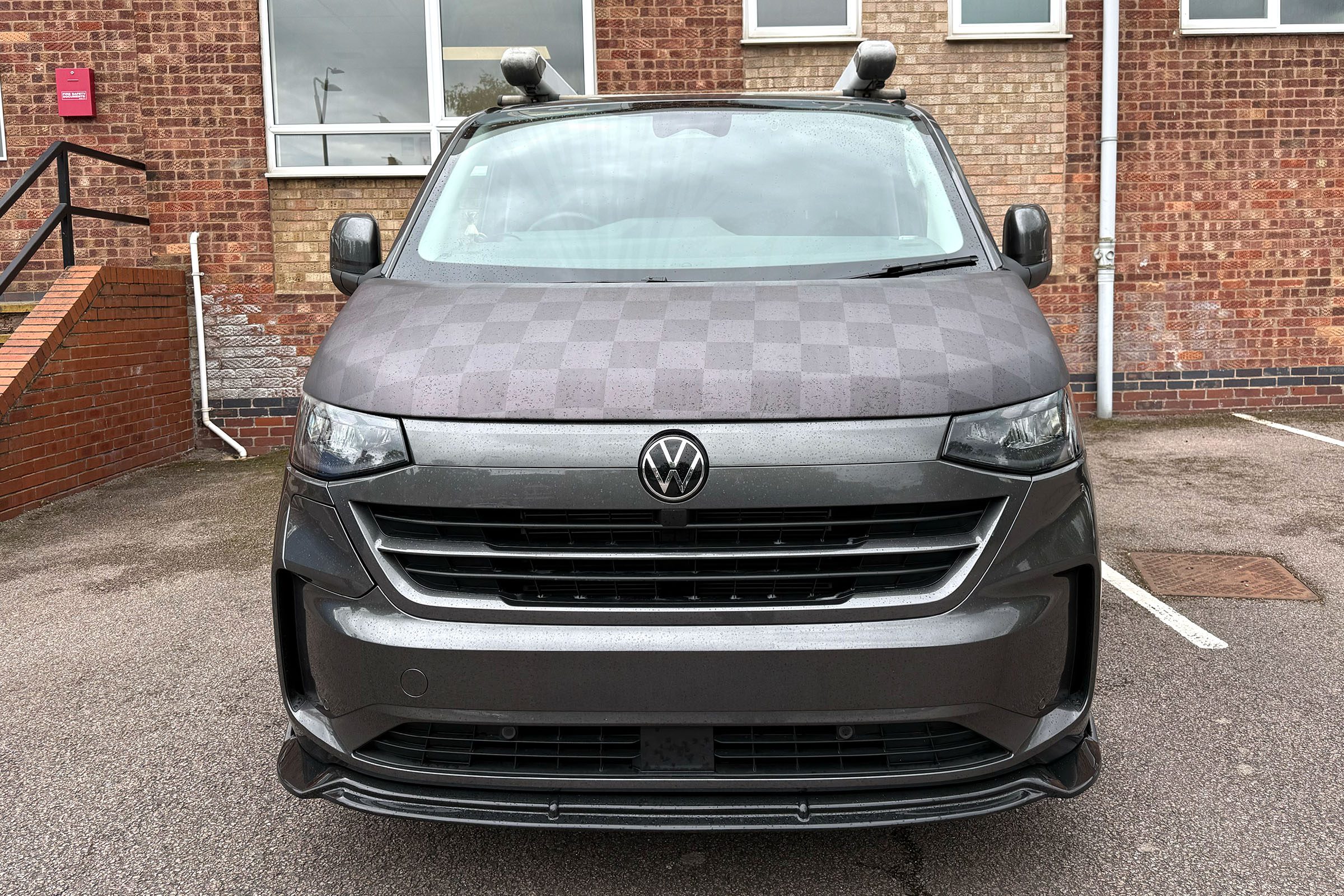 VW T7 Black & Grey Chequered Bonnet Bra