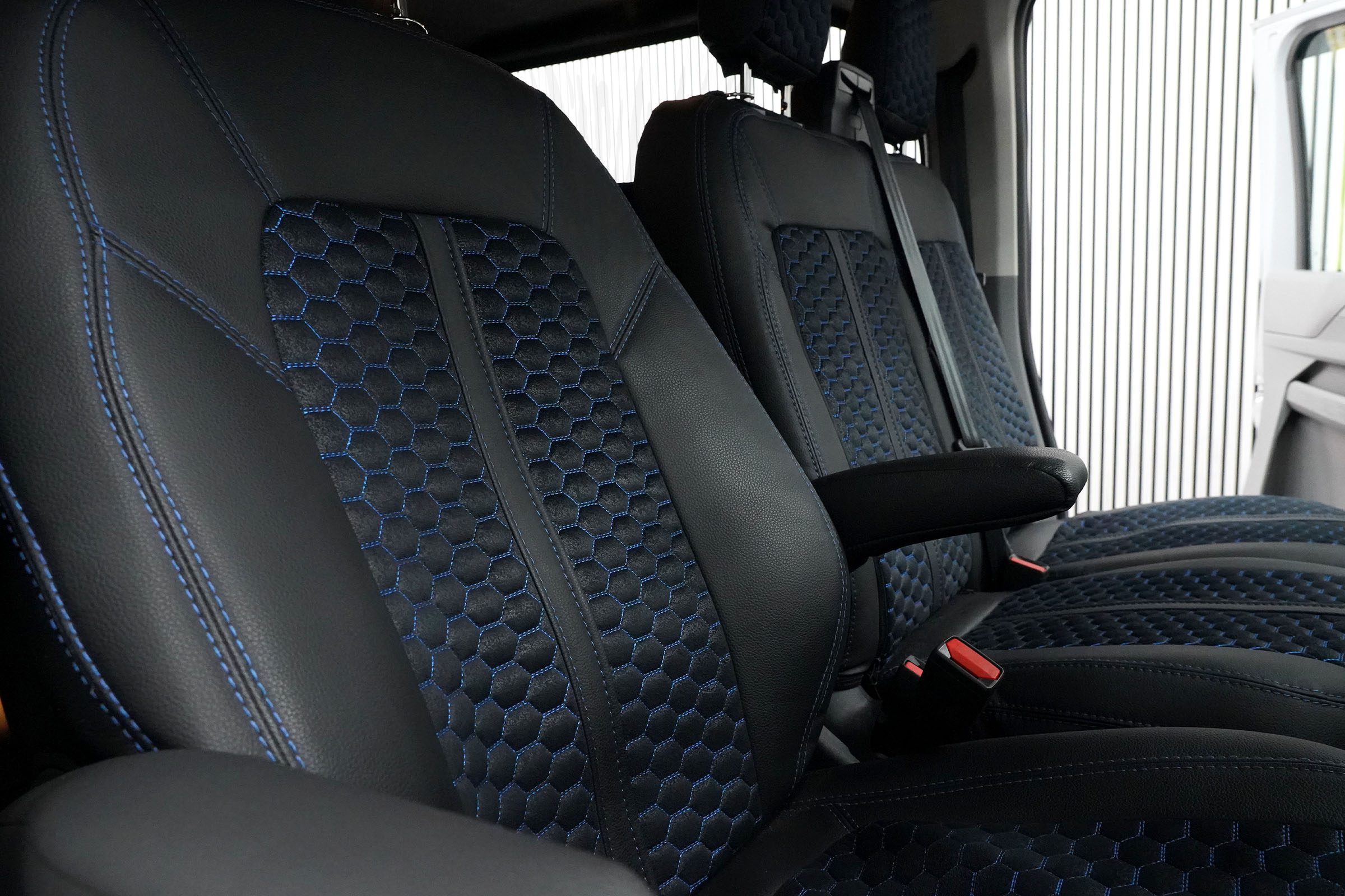 VW T7 RS Honeycomb Style Seat Covers - Blue - Image 2