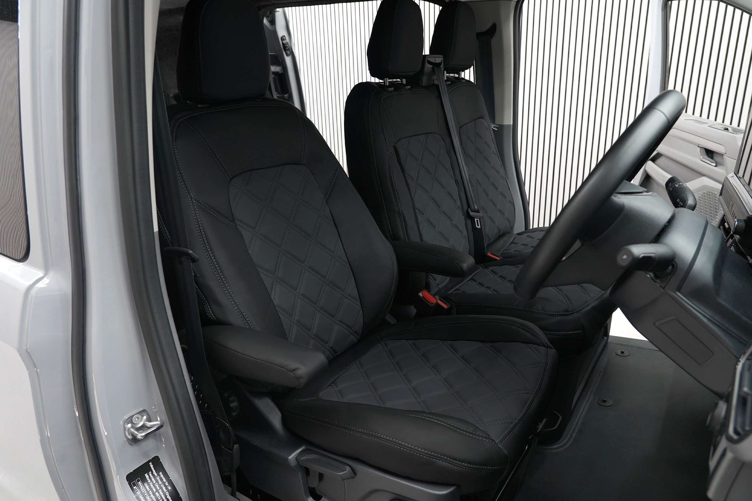 VW T7 Diamond Stitch Seat Covers - Black - Image 2