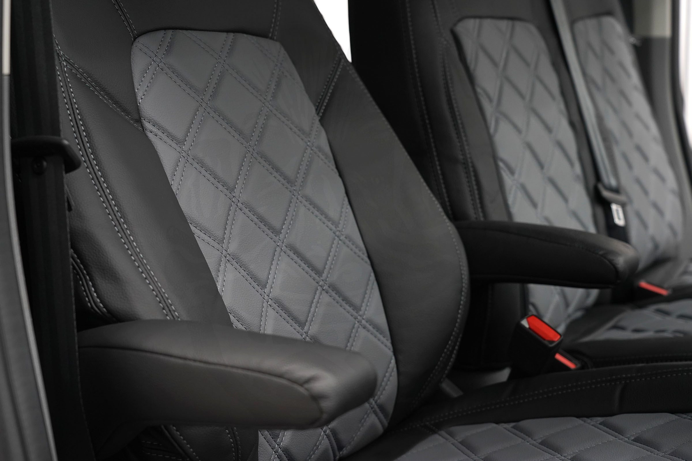 VW T7 Diamond Stitch Seat Covers - Grey - Image 4