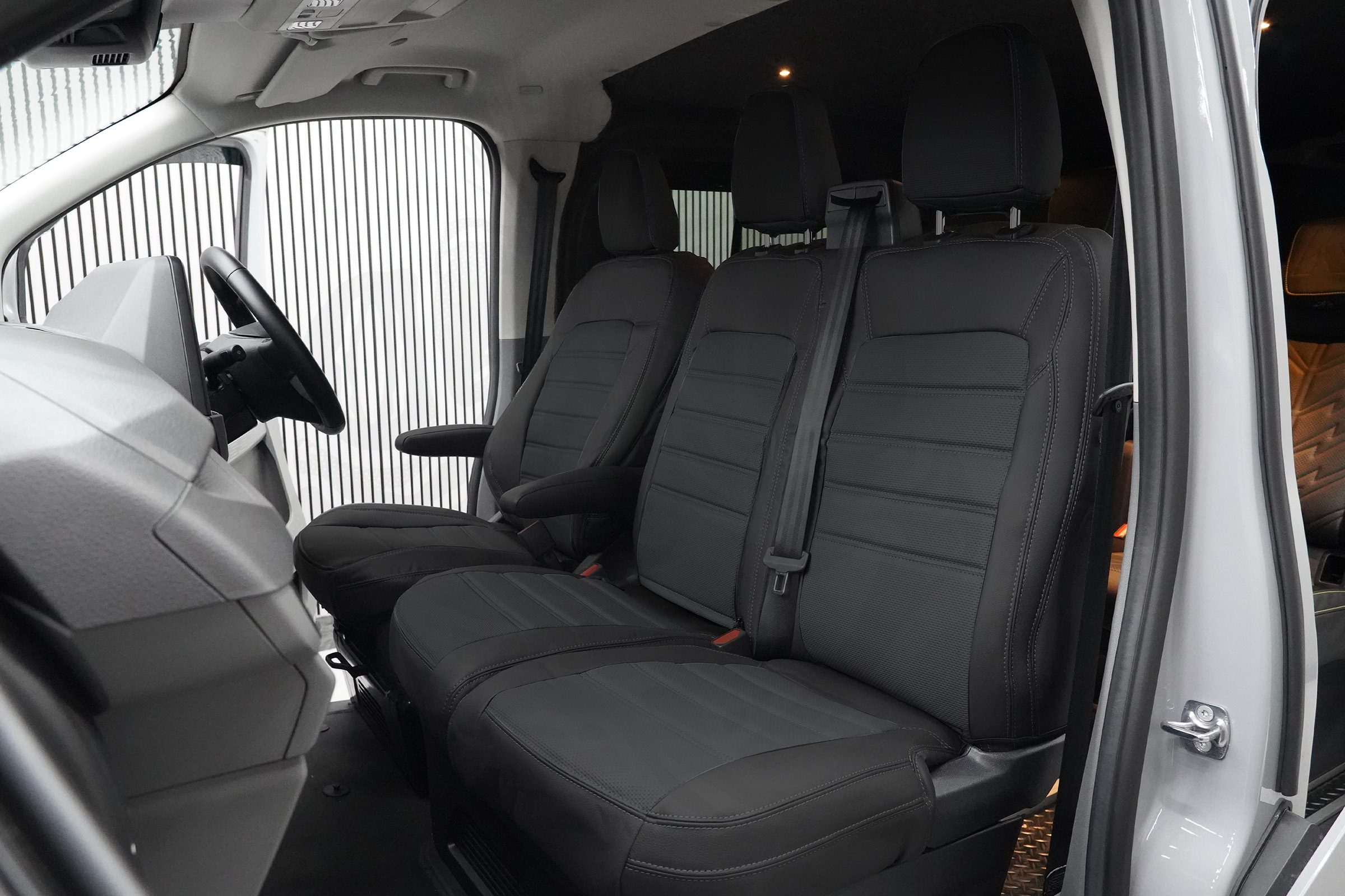 VW T7 Punched Leather Seat Covers - Black