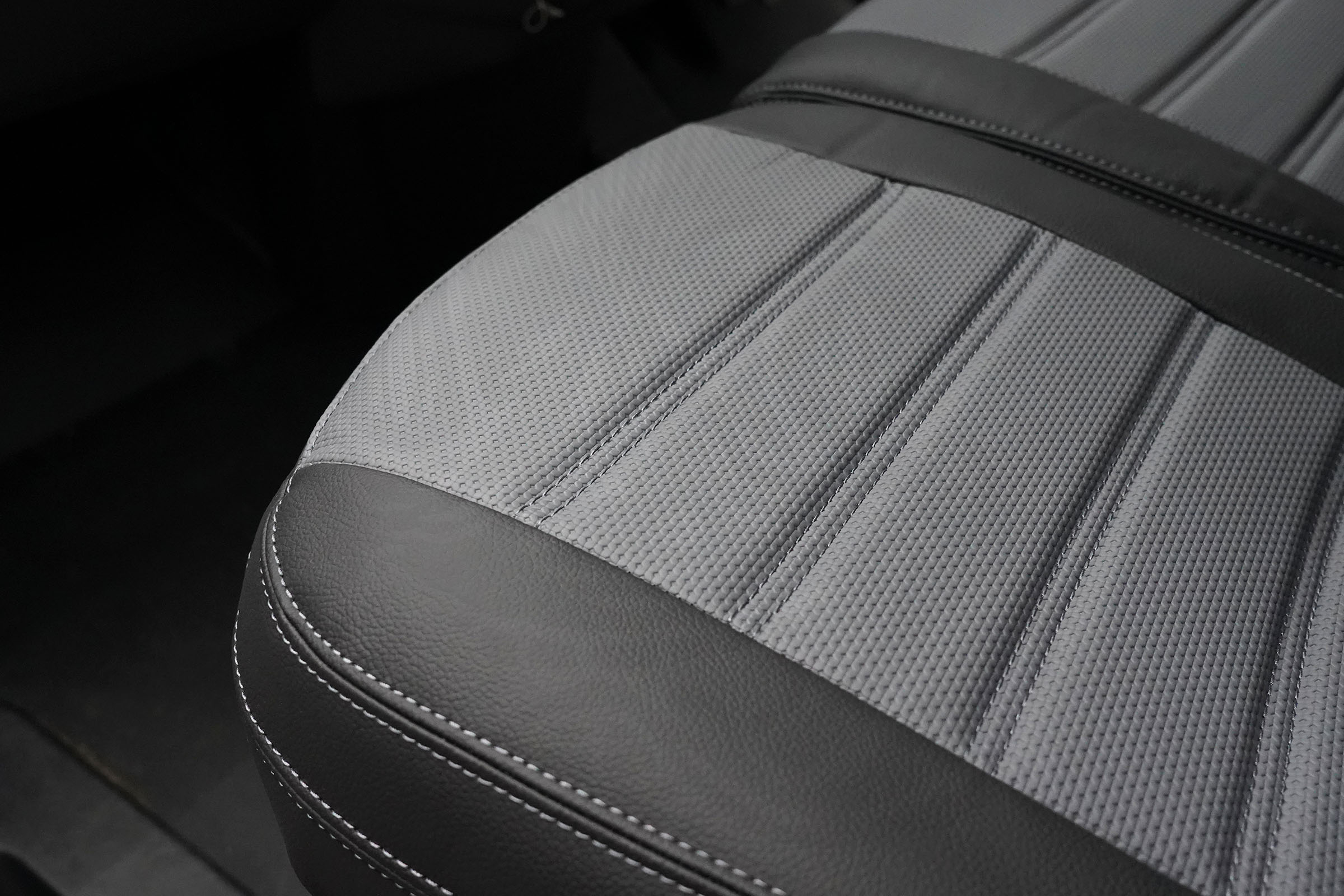 VW T7 Punched Leather Seat Covers - Grey - Image 5