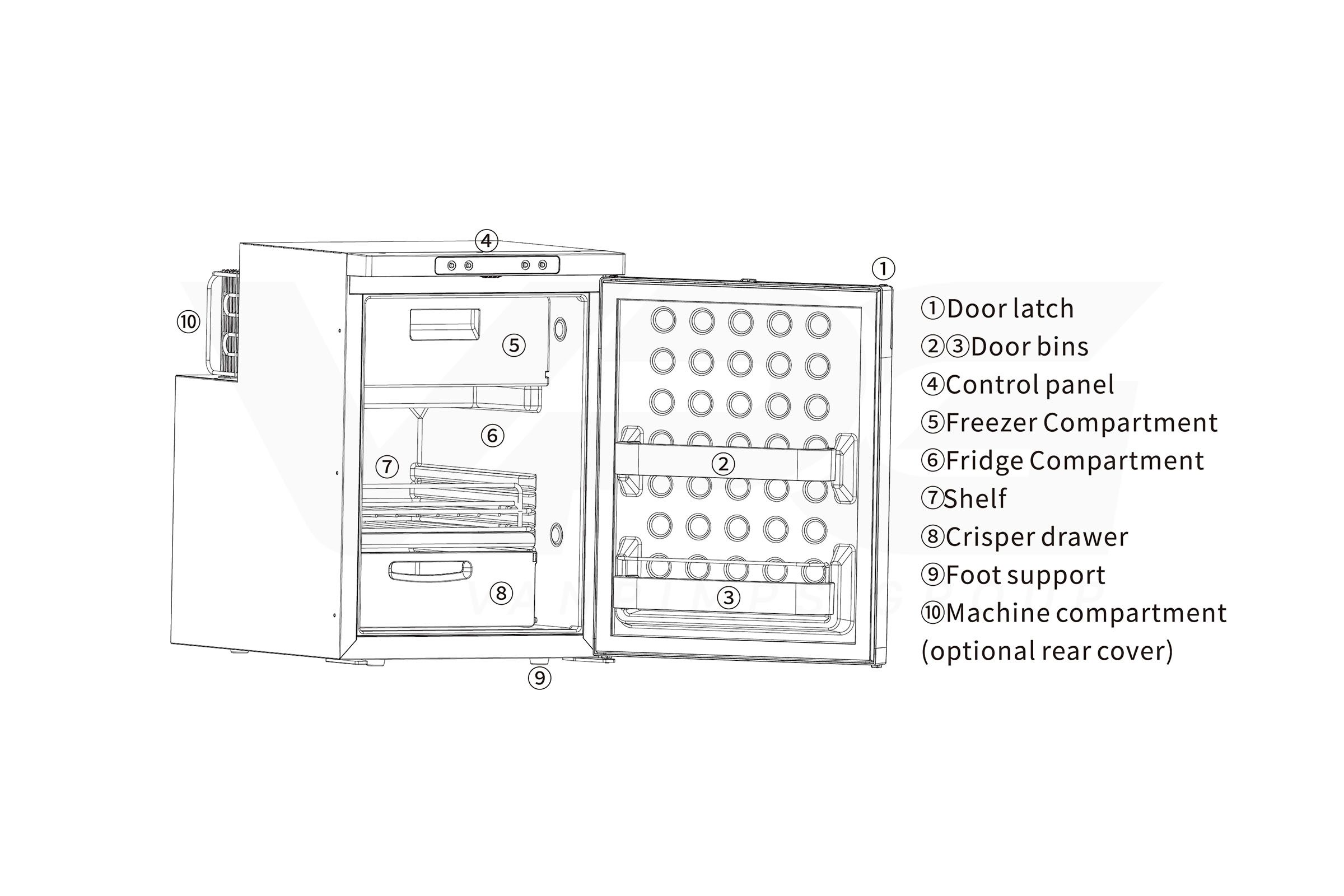 VPG50X 12V Campervan Fridge Freezer (Black) - Image 11