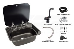 VPG 304 Stainless Steel Campervan Sink With Tap (Grey)